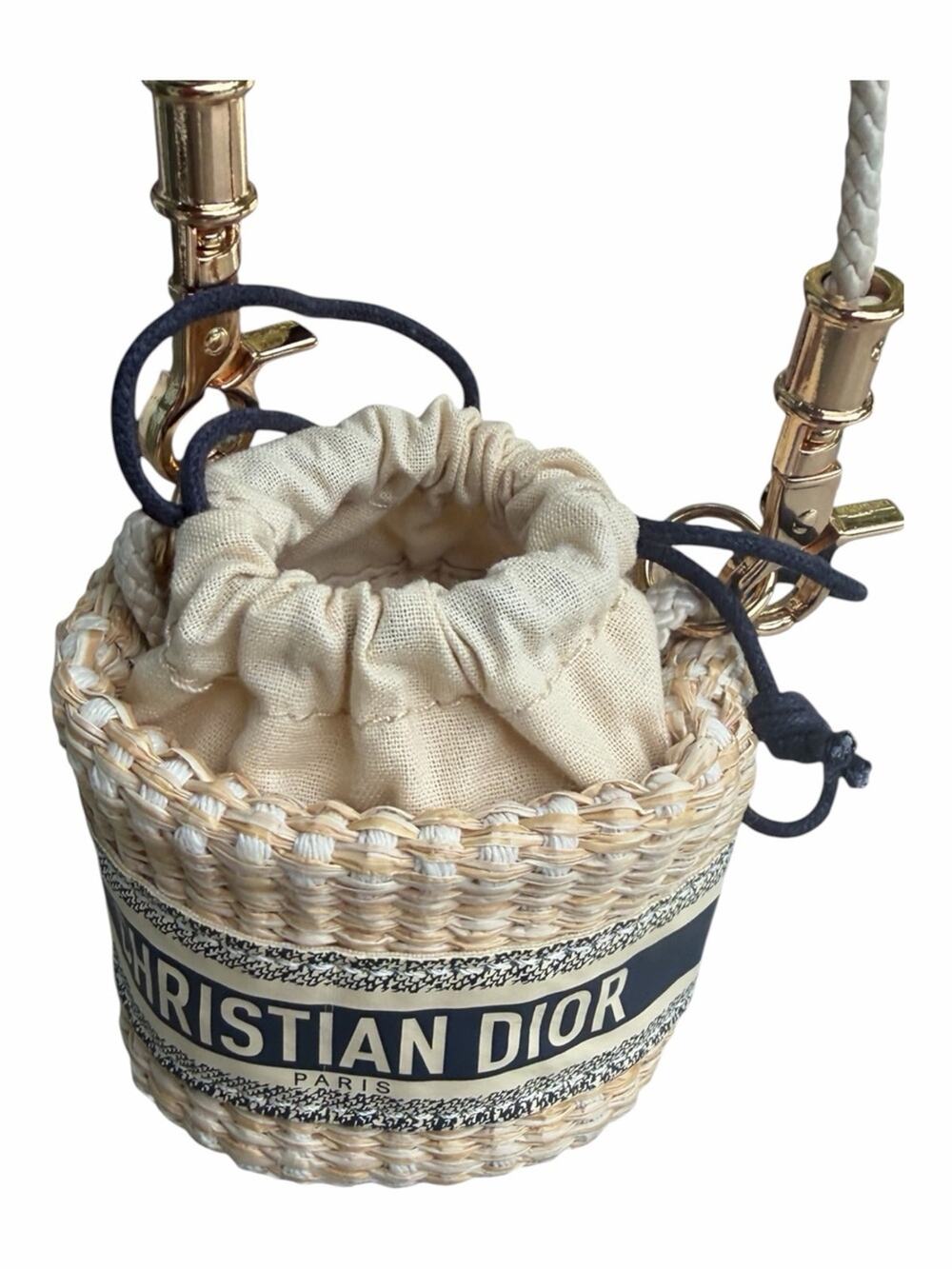 Christian Dior Beauty Mini Raffia Bucket Crossbody Bag New